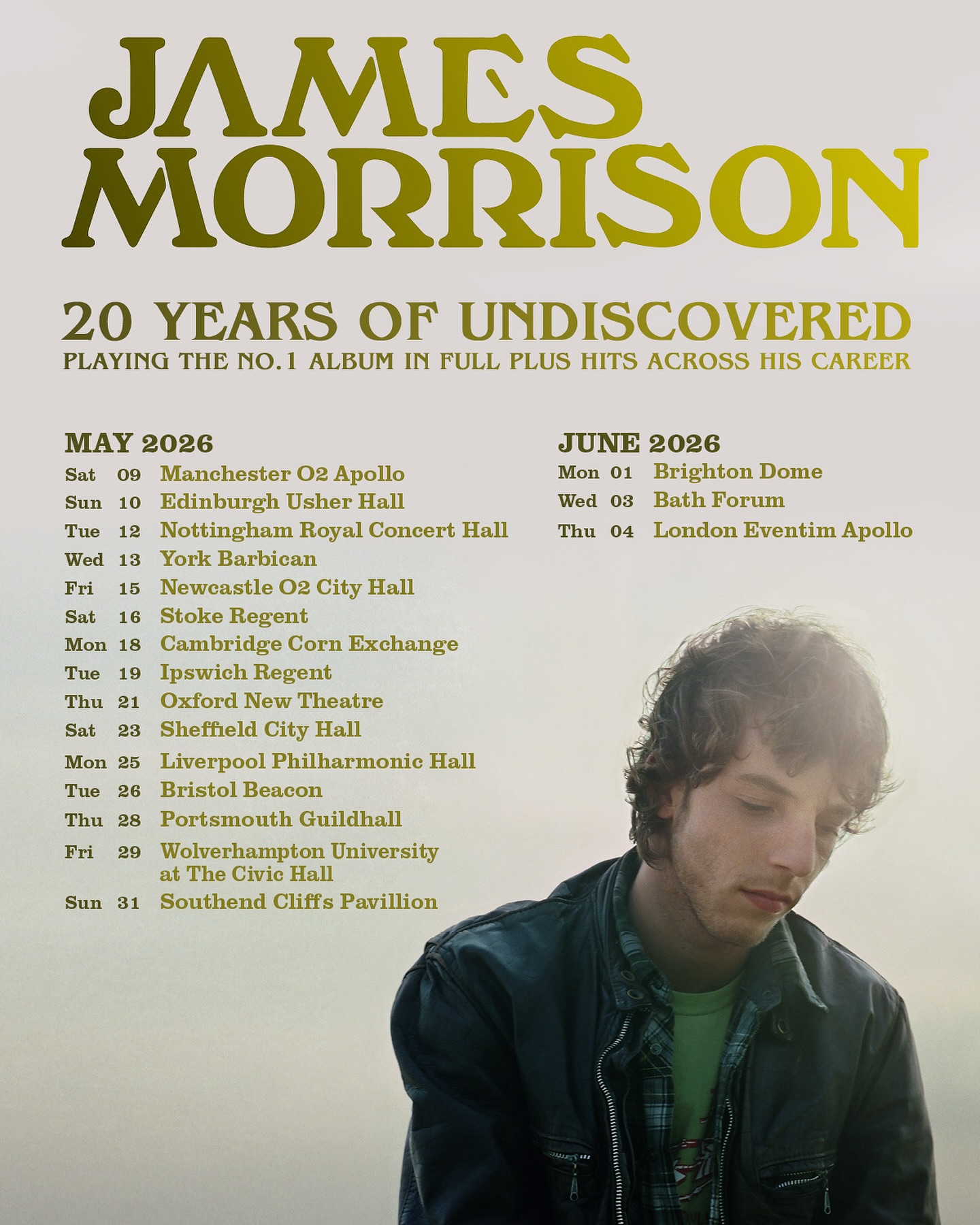 James Morrison 20 Years of Undiscovered Tour Poster 2026